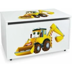 Large Wheeled Wooden Toy Box For With Stool Seat - Mr Digger