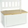 Wooden Toy Box With A Bench - Pola - WHITE/PINE