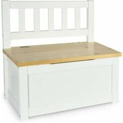 Wooden Toy Box With A Bench - Pola - WHITE/PINE