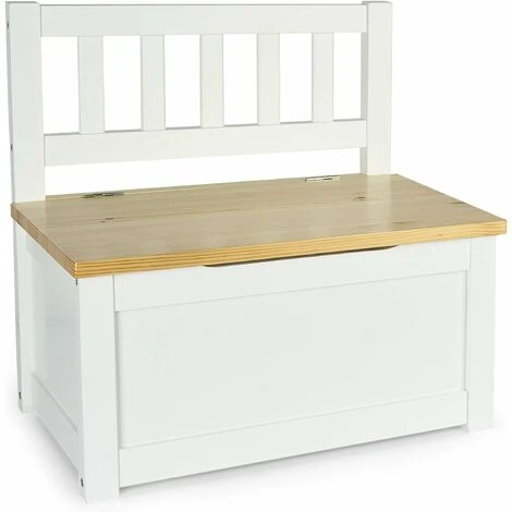 Wooden Toy Box With A Bench - Pola - WHITE/PINE 3 Wooden Toy Box With A Bench - Pola - WHITE/PINE