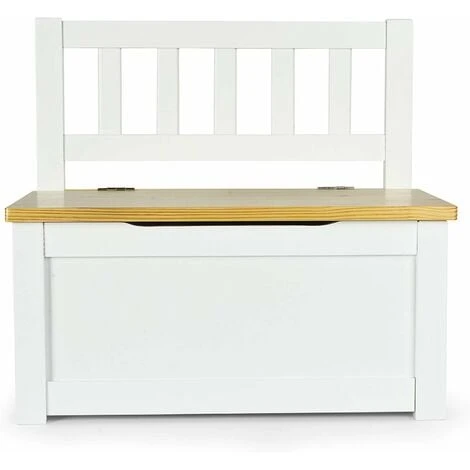 Wooden Toy Box With A Bench - Pola - WHITE/PINE 5 Wooden Toy Box With A Bench - Pola - WHITE/PINE - Image 3