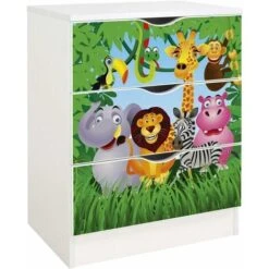 White Chest Of Drawers - ROMA - Jungle Animals