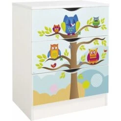 White Chest Of Drawers - ROMA -Owls