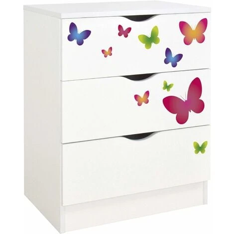 White Chest Of Drawers - ROMA - Butterflies 4 White Chest Of Drawers - ROMA - Butterflies - Image 2