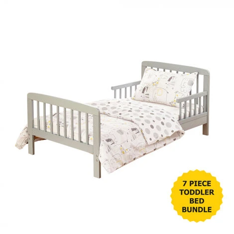 7 Piece Sydney Grey Toddler Bed Bundle With Kinder Flow Mattress Safari Friends Bedding Set | Kids Bed And Children's Bed 3 7 Piece Sydney Grey Toddler Bed Bundle With Kinder Flow Mattress Safari Friends Bedding Set | Kids Bed And Children's Bed