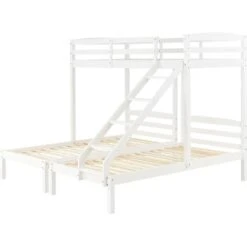 Bunk Bed Triple Sleeper With Side Ladder For Children And Teens, 90x190cm,90x200cm, White -Children Furniture Store 51282852 4