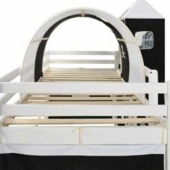 Topdeal Children's Loft Bed Frame With Slide & Ladder Pinewood 97x208 Cm VDTD23795 -Children Furniture Store 51867124 4