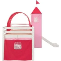 Topdeal Children's Loft Bed Frame With Slide & Ladder Pinewood 97x208 Cm VDTD23796 -Children Furniture Store 51867135 3