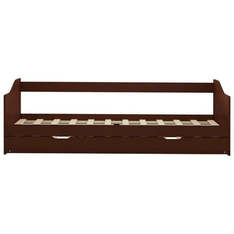 Topdeal Pull-out Sofa Bed Frame Dark Brown Pinewood 90x200 Cm VDTD24042 5 Topdeal Pull-out Sofa Bed Frame Dark Brown Pinewood 90x200 Cm VDTD24042 - Image 3