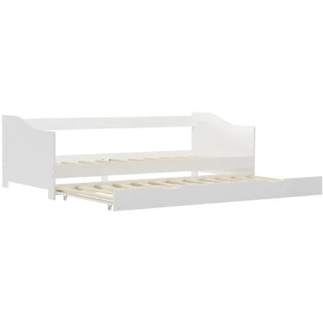 Topdeal Pull-out Sofa Bed Frame White Pinewood 90x200 Cm VDTD24039 4 Topdeal Pull-out Sofa Bed Frame White Pinewood 90x200 Cm VDTD24039 - Image 2