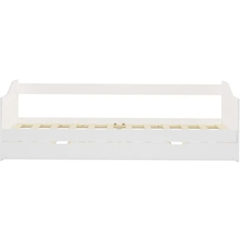 Topdeal Pull-out Sofa Bed Frame White Pinewood 90x200 Cm VDTD24039 6 Topdeal Pull-out Sofa Bed Frame White Pinewood 90x200 Cm VDTD24039 - Image 4