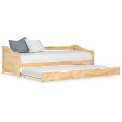 Topdeal Pull-out Sofa Bed Frame Pinewood 90x200 Cm VDTD24040