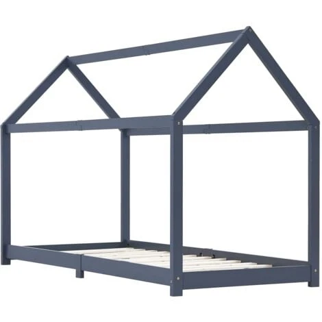 Topdeal Kids Bed Frame Grey Solid Pine Wood 70x140 Cm VDTD24206 4 Topdeal Kids Bed Frame Grey Solid Pine Wood 70x140 Cm VDTD24206 - Image 2