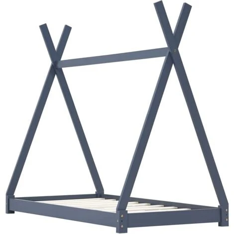 Topdeal Kids Bed Frame Grey Solid Pine Wood 70x140 Cm VDTD24215 4 Topdeal Kids Bed Frame Grey Solid Pine Wood 70x140 Cm VDTD24215 - Image 2