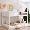 Bunk Bed Loft Bed House Bed 3 FT Kids Single Cabin Bed With Ladder And Guard Rail White 90x190 Cm 2 Bunk Bed Loft Bed House Bed 3 FT Kids Single Cabin Bed With Ladder And Guard Rail White 90x190 Cm -Children Furniture Store 52164637 1