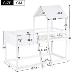 Bunk Bed Loft Bed House Bed 3 FT Kids Single Cabin Bed With Ladder And Guard Rail White 90x190 Cm 11 Bunk Bed Loft Bed House Bed 3 FT Kids Single Cabin Bed With Ladder And Guard Rail White 90x190 Cm -Children Furniture Store 52164637 5