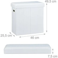 Relaxdays Folding Ottoman, HxWxD: 49.5 X 46 X 25.5 Cm, With Storage, Foldable Footstool, Linen, Polyester, MDF, White 10 Relaxdays Folding Ottoman, HxWxD: 49.5 X 46 X 25.5 Cm, With Storage, Foldable Footstool, Linen, Polyester, MDF, White -Children Furniture Store 52222964 4
