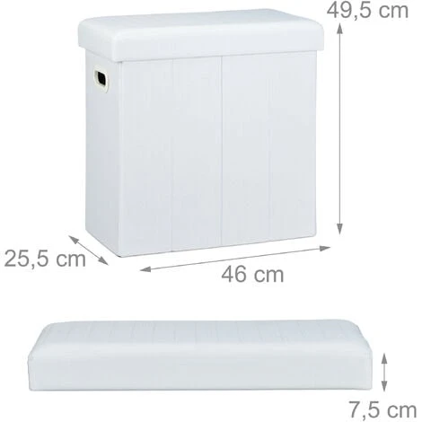 Relaxdays Folding Ottoman, HxWxD: 49.5 X 46 X 25.5 Cm, With Storage, Foldable Footstool, Linen, Polyester, MDF, White 6 Relaxdays Folding Ottoman, HxWxD: 49.5 X 46 X 25.5 Cm, With Storage, Foldable Footstool, Linen, Polyester, MDF, White - Image 4