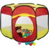 Relaxdays Ball Pit With 100 Balls For Kids, Pop Up Play Tent For Age 3 And Up, HWD: 70x85x100 Cm, Hexagonal, Red-Yellow -Children Furniture Store 52223311 1