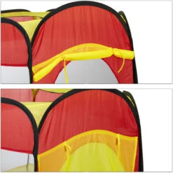 Relaxdays Ball Pit With 100 Balls For Kids, Pop Up Play Tent For Age 3 And Up, HWD: 70x85x100 Cm, Hexagonal, Red-Yellow -Children Furniture Store 52223311 4