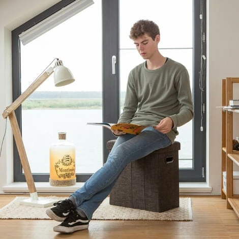 Relaxdays Folding Ottoman, HxWxD: 49.5 X 46 X 25.5 Cm, With Storage, Foldable Footstool, Linen, Polyester, MDF, Black 5 Relaxdays Folding Ottoman, HxWxD: 49.5 X 46 X 25.5 Cm, With Storage, Foldable Footstool, Linen, Polyester, MDF, Black - Image 3