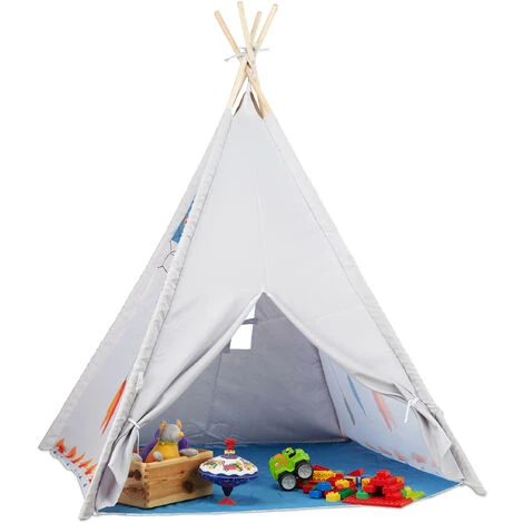Relaxdays Teepee Play Tent, Children’s Playhouse Wigwam, For Indoor And Outdoor Use, Age 3 And Up, HxWxD: 155 X 125 X 125 Cm, Grey 3 Relaxdays Teepee Play Tent, Children’s Playhouse Wigwam, For Indoor And Outdoor Use, Age 3 And Up, HxWxD: 155 X 125 X 125 Cm, Grey