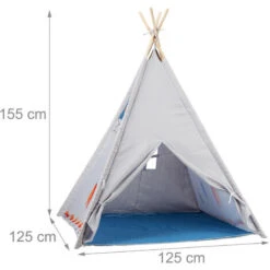 Relaxdays Teepee Play Tent, Children’s Playhouse Wigwam, For Indoor And Outdoor Use, Age 3 And Up, HxWxD: 155 X 125 X 125 Cm, Grey 10 Relaxdays Teepee Play Tent, Children’s Playhouse Wigwam, For Indoor And Outdoor Use, Age 3 And Up, HxWxD: 155 X 125 X 125 Cm, Grey -Children Furniture Store 52226693 4