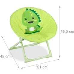 Relaxdays Moon Chair Kids, Foldable, Indoor, Camping Seat For Boys & Girls, HxWxD 48 X 51 X 48 Cm, Monster, Yellow -Children Furniture Store 52228267 4