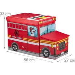 Relaxdays Children’s Storage Ottoman, Lidded Toy Box, Folding, Boys & Girls, Fire Truck Design, 50 Litres, Red 10 Relaxdays Children’s Storage Ottoman, Lidded Toy Box, Folding, Boys & Girls, Fire Truck Design, 50 Litres, Red -Children Furniture Store 52548027 4
