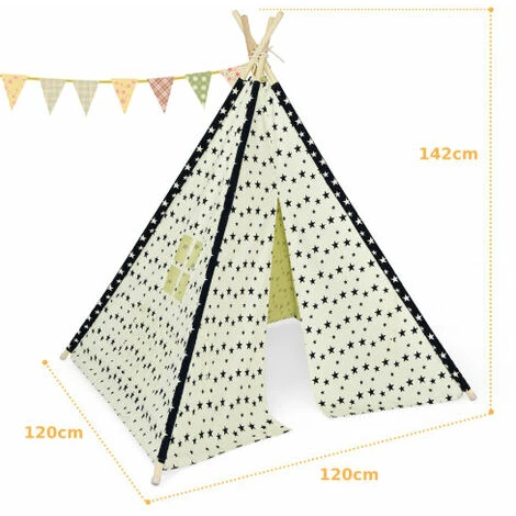 Kids Teepee Play Tent Folding Camping Wigwam 4 Kids Teepee Play Tent Folding Camping Wigwam - Image 2