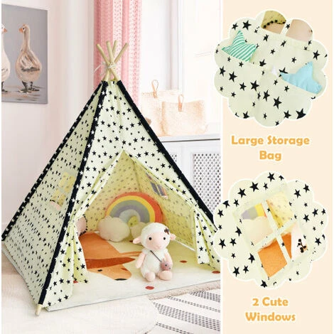 Kids Teepee Play Tent Folding Camping Wigwam 5 Kids Teepee Play Tent Folding Camping Wigwam - Image 3