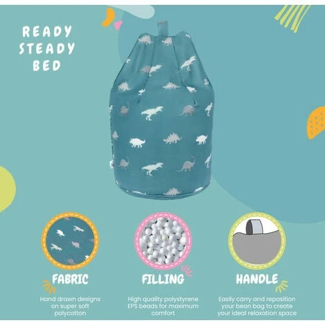 Ready Steady Bed Children's Kids Indoor Living Room Bean Bag Chair (Rex) 5 Ready Steady Bed Children's Kids Indoor Living Room Bean Bag Chair (Rex) - Image 3