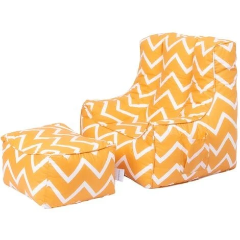Ready Steady Bed Kids Armchair Comfy Bean Bag Chair With Footstool (Zigzag) 3 Ready Steady Bed Kids Armchair Comfy Bean Bag Chair With Footstool (Zigzag)