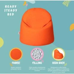 Ready Steady Bed Outdoor Kids Bean Bag Chair Indoor Comfy Seat Child's Ergonomic Durable Comfort, Orange -Children Furniture Store 54386093 3