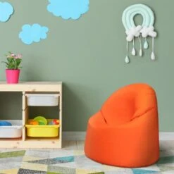 Ready Steady Bed Outdoor Kids Bean Bag Chair Indoor Comfy Seat Child's Ergonomic Durable Comfort, Orange -Children Furniture Store 54386093 4