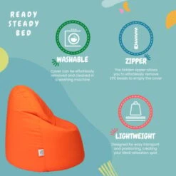 Ready Steady Bed Outdoor Kids Bean Bag Chair Indoor Comfy Seat Child's Ergonomic Durable Comfort, Orange -Children Furniture Store 54386093 5