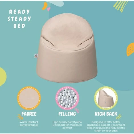 Ready Steady Bed Outdoor Kids Bean Bag Chair Indoor Comfy Seat Child's Ergonomic Durable Comfort, Stone 5 Ready Steady Bed Outdoor Kids Bean Bag Chair Indoor Comfy Seat Child's Ergonomic Durable Comfort, Stone - Image 3