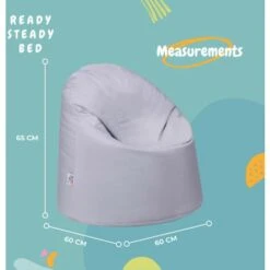 Ready Steady Bed Outdoor Kids Bean Bag Chair Indoor Comfy Seat Child's Ergonomic Durable Comfort, Silver -Children Furniture Store 54386357 2