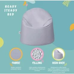 Ready Steady Bed Outdoor Kids Bean Bag Chair Indoor Comfy Seat Child's Ergonomic Durable Comfort, Silver -Children Furniture Store 54386357 3