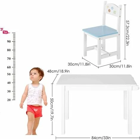 GIZCAM 3PCS Kids Table & Chair Set Children Wooden Furniture Toddler Drawing Desk 4 GIZCAM 3PCS Kids Table & Chair Set Children Wooden Furniture Toddler Drawing Desk - Image 2