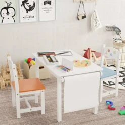GIZCAM 3PCS Kids Table & Chair Set Children Wooden Furniture Toddler Drawing Desk 11 GIZCAM 3PCS Kids Table & Chair Set Children Wooden Furniture Toddler Drawing Desk -Children Furniture Store 54458818 5