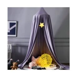 MUFF Bed Canopy For Bedroom Round Dome For Baby Nursery Room Decorations 250cm Purple Gray
