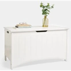 VonHaus Colonial Storage Box - White Spacious Panelled Storage Chest With Easy-Open Operation - Classic & Traditional - Portable & Compact Toy Box Storage Unit For Lounge Living Room Hallway & Bedroom