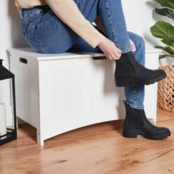 VonHaus Colonial Storage Box - White Spacious Panelled Storage Chest With Easy-Open Operation - Classic & Traditional - Portable & Compact Toy Box Storage Unit For Lounge Living Room Hallway & Bedroom -Children Furniture Store 54925082 4