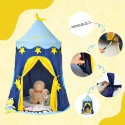 Children Portable Playhouse Tent Kids Castle Indoor & Outdoor Blue -Children Furniture Store 55067325 2