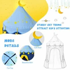 Children Portable Playhouse Tent Kids Castle Indoor & Outdoor Blue -Children Furniture Store 55067325 3