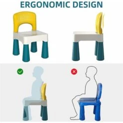 Plastic Chair With Curved Backrest, Perfect Addition To Children's Activity Table For Building Blocks For Boys And Girls, Maximum Weight 100kg/220lb -Children Furniture Store 56639077 3