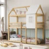 Kids Bunk Bed 3FT Tree House Bed Kids Bed Frames Cabin Bed With Safety Guardrail, Convertible Ladder Window For Kids, Natural 2 Kids Bunk Bed 3FT Tree House Bed Kids Bed Frames Cabin Bed With Safety Guardrail, Convertible Ladder Window For Kids, Natural -Children Furniture Store 57126604 1