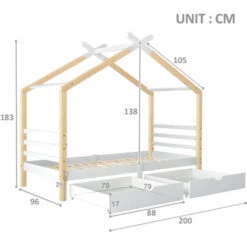 Single Beds For Children, 3 Ft Wooden House Bed Frames With Drawer 190 X 90 Cm 11 Single Beds For Children, 3 Ft Wooden House Bed Frames With Drawer 190 X 90 Cm -Children Furniture Store 57765825 5