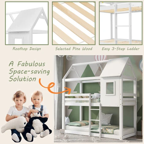 Bunk Beds For Childrens, Solid Wood Twin Sleeper For Kids 90 X 190 Cm White 4 Bunk Beds For Childrens, Solid Wood Twin Sleeper For Kids 90 X 190 Cm White - Image 2